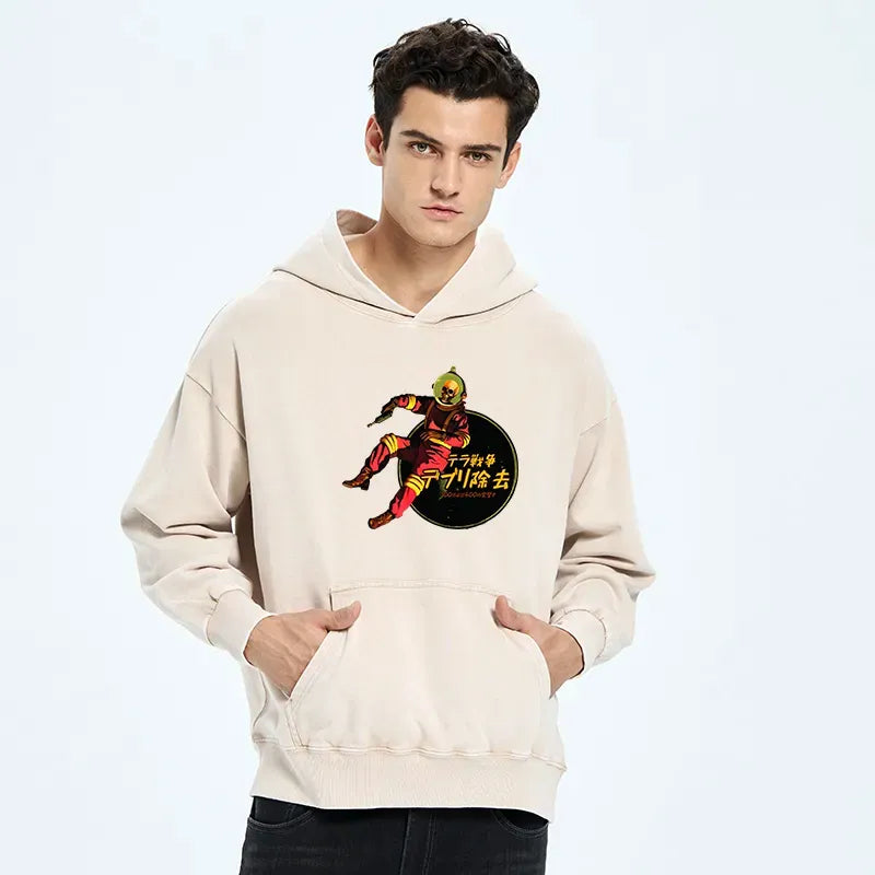 skeleton astronaut washed hoodie for streetwear