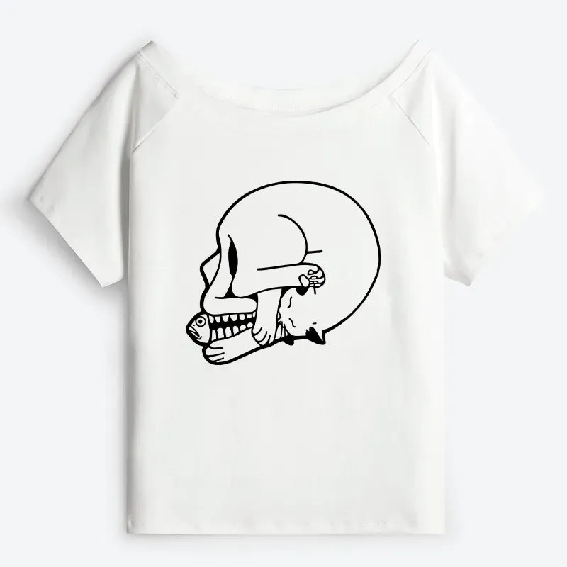 Kyoto-Lion Off Shoulder Cat Tee