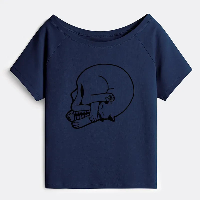 Cute Cat Eating Fish Shirt for Summer