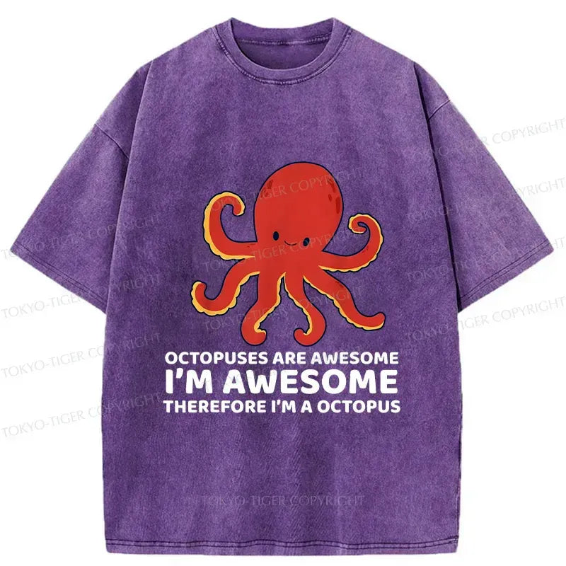 Kyoto-Lion Handsome Octopus Japan Washed T-Shirt