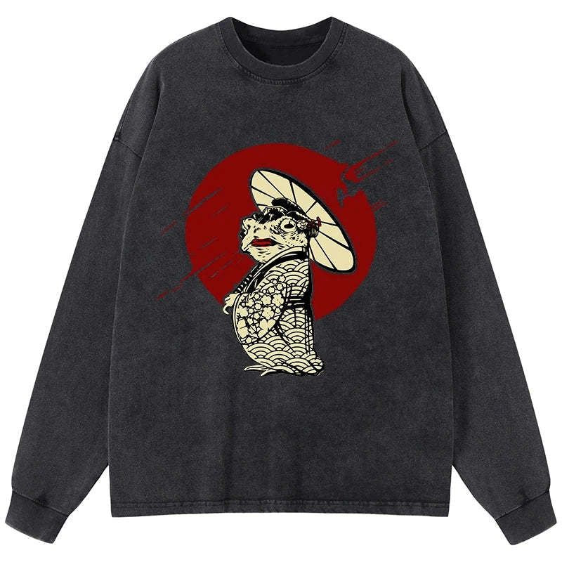 japanese washed monster frog long sleeve t-shirt