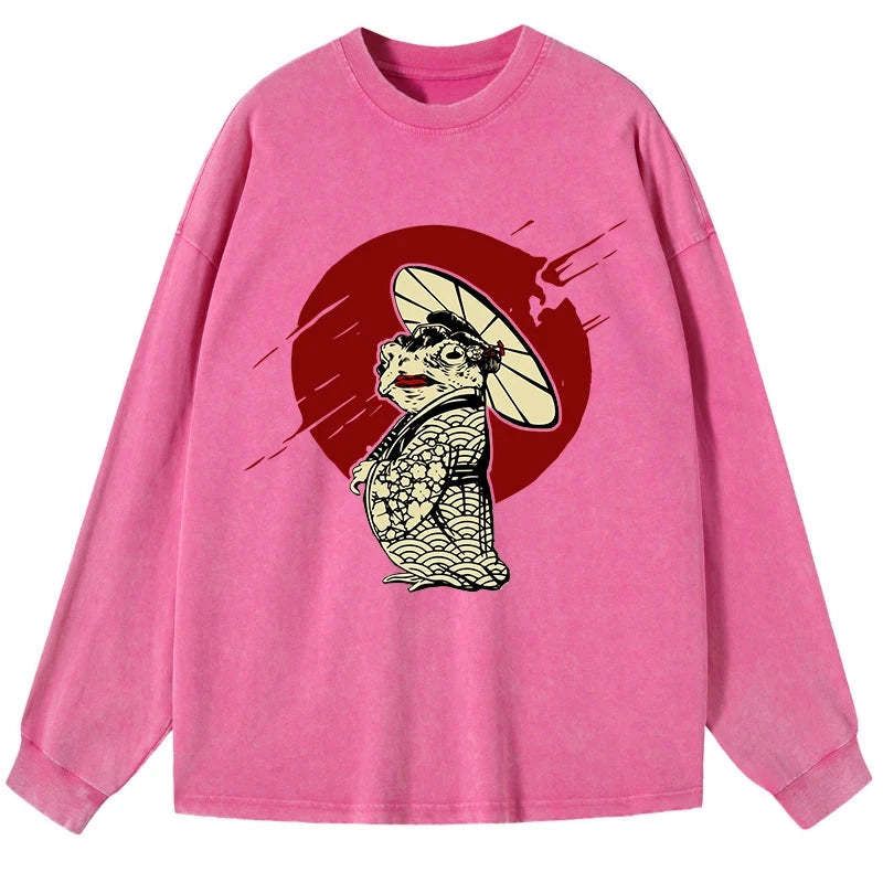 Kyoto-Lion Frog Monster Washed Long Sleeve T-Shirt