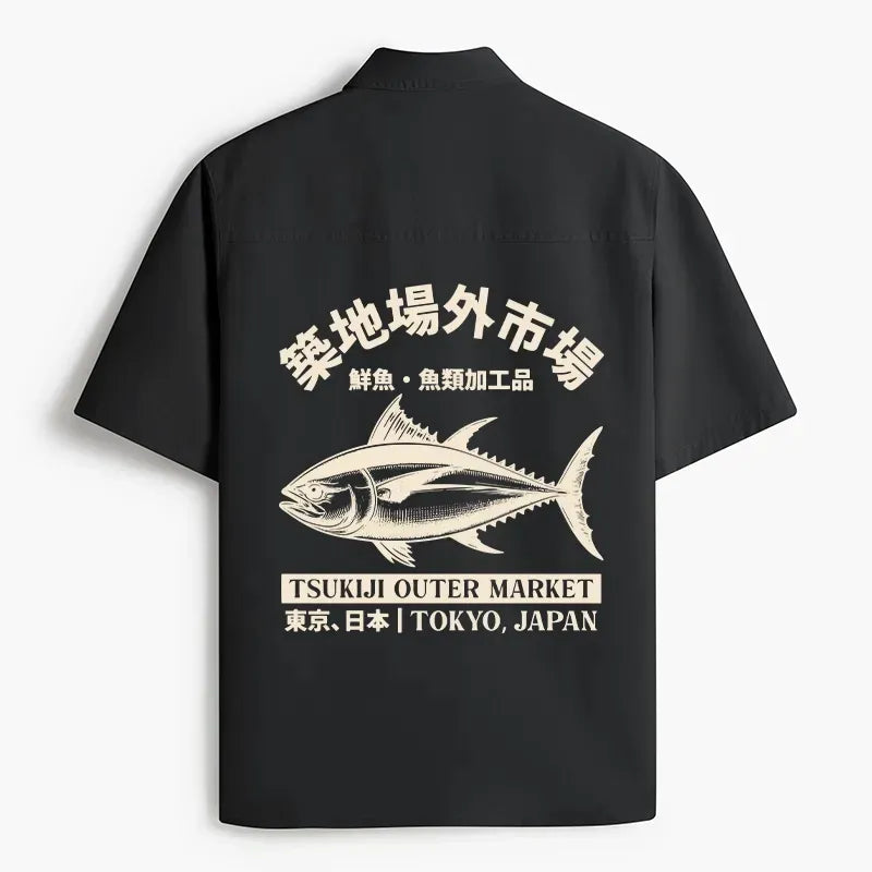 Kyoto-Lion Japan Tsukiji Fish Market Work Shirt