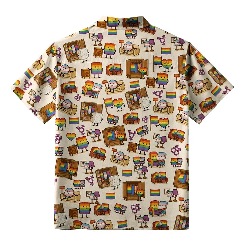 Japanese Button-up Shirt for Summer Vacation