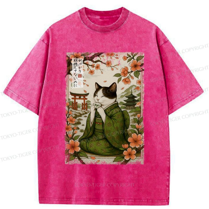 Washed Vintage Cat T-Shirt for Daily Wear