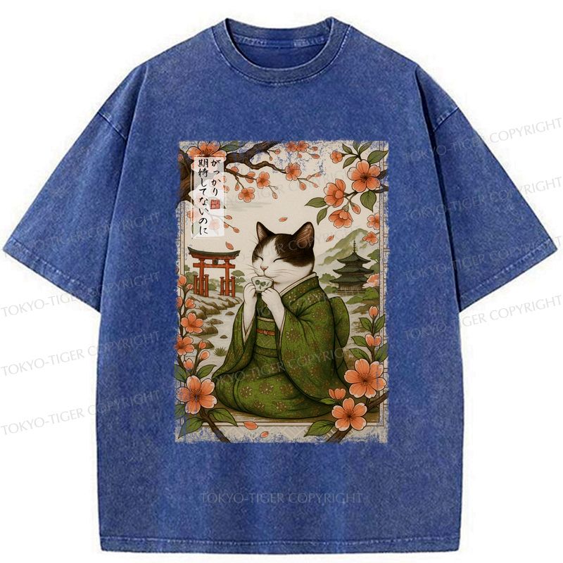 Kyoto-Lion The Tea Ceremony Cat That Expects Nothing Washed T-Shirt