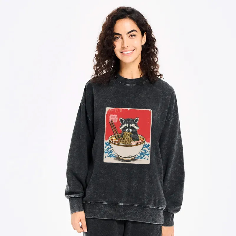 Raccoon Ramen Lover Sweatshirt for Casual