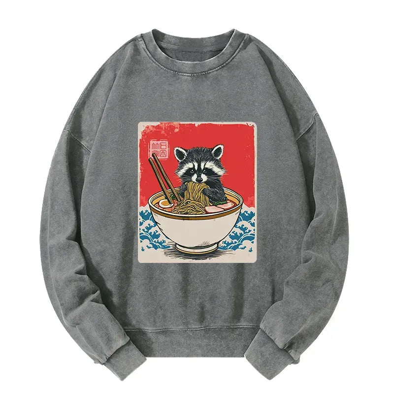 Raccoon Ramen Lover Sweatshirt for Casual