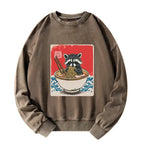 Japanese Vintage Raccoon Sweatshirt for Daily Wear
