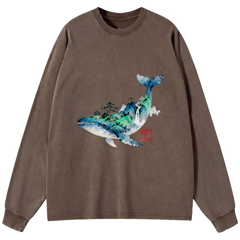 Unisex whale art tee for streetwear