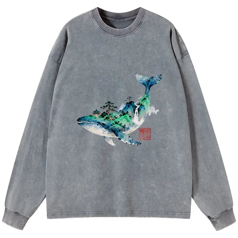 Unisex whale art tee for streetwear