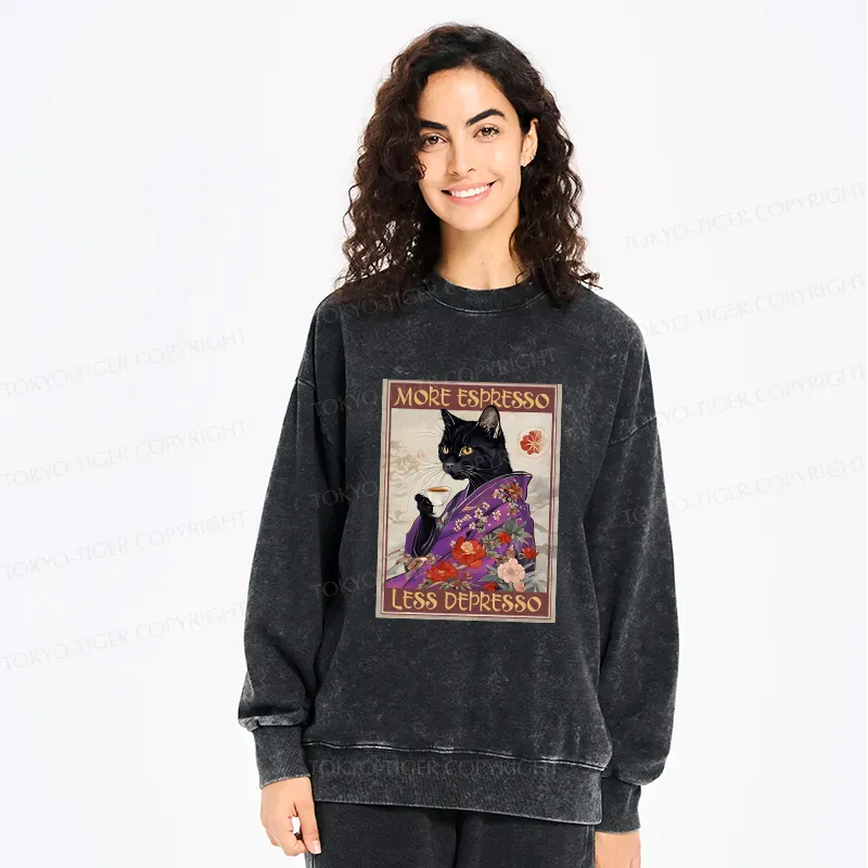 Vintage Cat Coffee Sweatshirt for Lounge