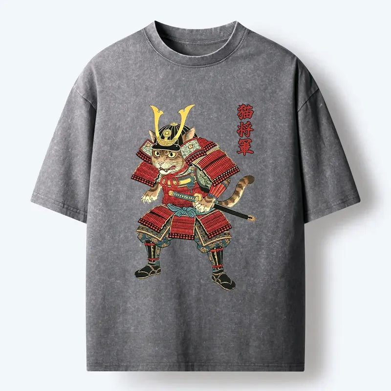 Washed Cat T-Shirt for Daily Wear
