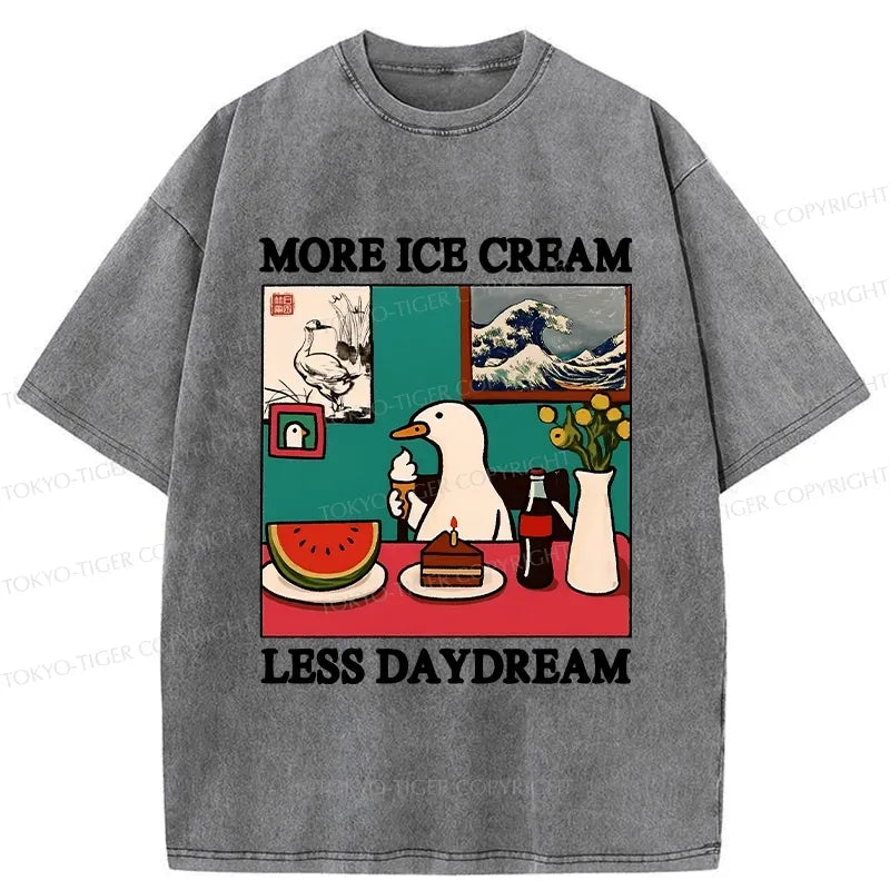 Kyoto-Lion More Ice Cream Less Daydream Washed T-Shirt