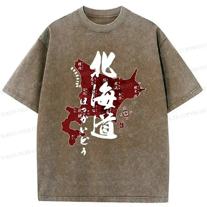 Hokkaido map unisex t-shirt summer style