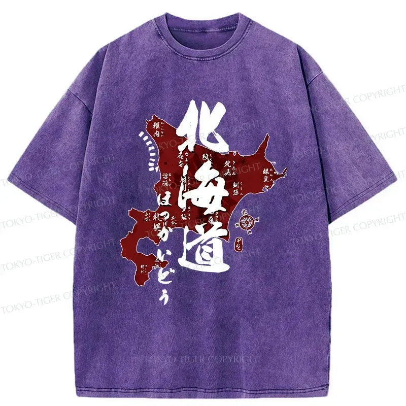 Hokkaido map unisex t-shirt summer style