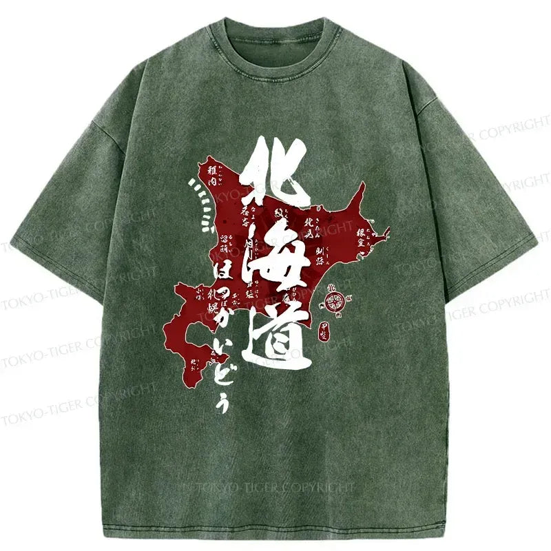 Hokkaido map unisex t-shirt summer style