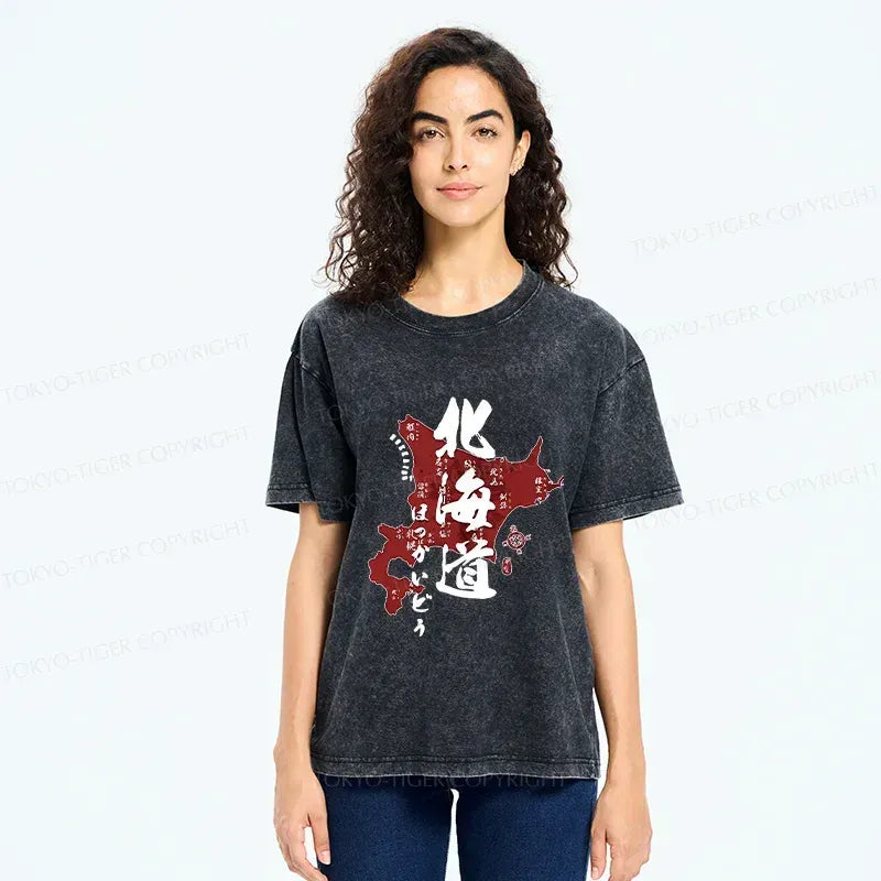Hokkaido map unisex t-shirt summer style
