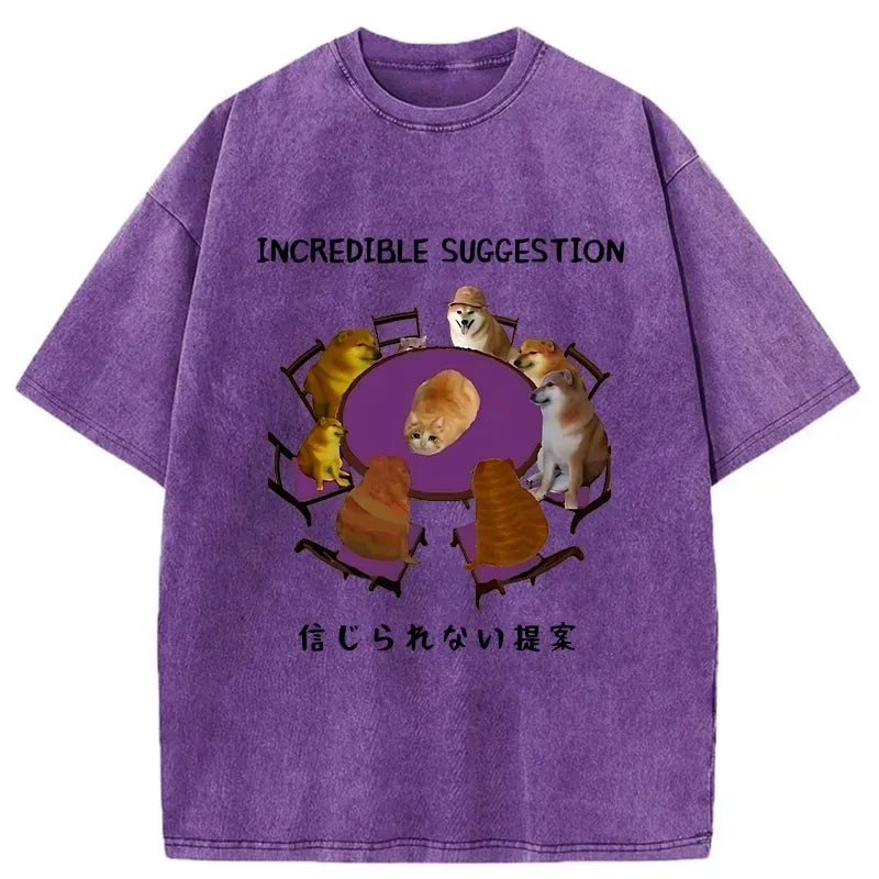 Kyoto-Lion Funny Incredible Suggestion Washed T-Shirt