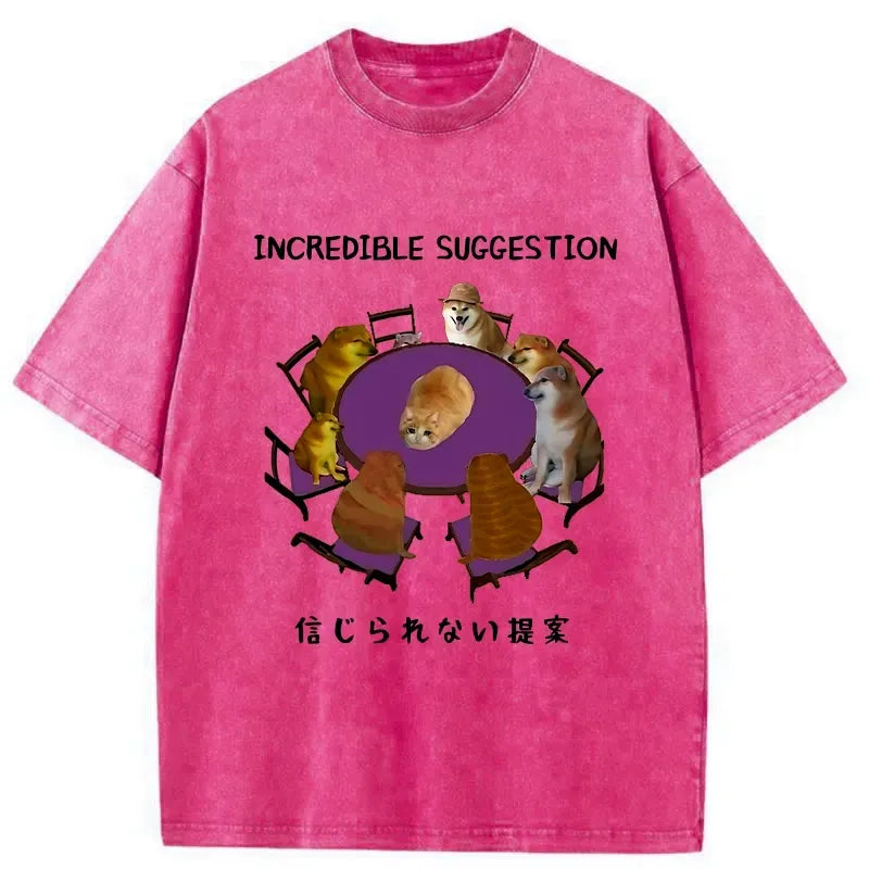 Kyoto-Lion Funny Incredible Suggestion Washed T-Shirt