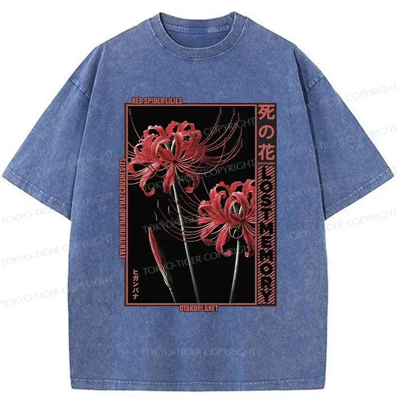 Japanese Red Spider Lily Washed T-Shirt
