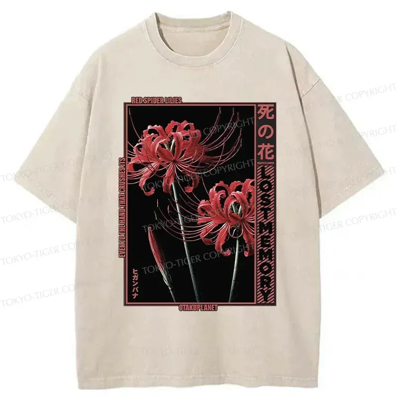 Japanese Red Spider Lily Washed T-Shirt