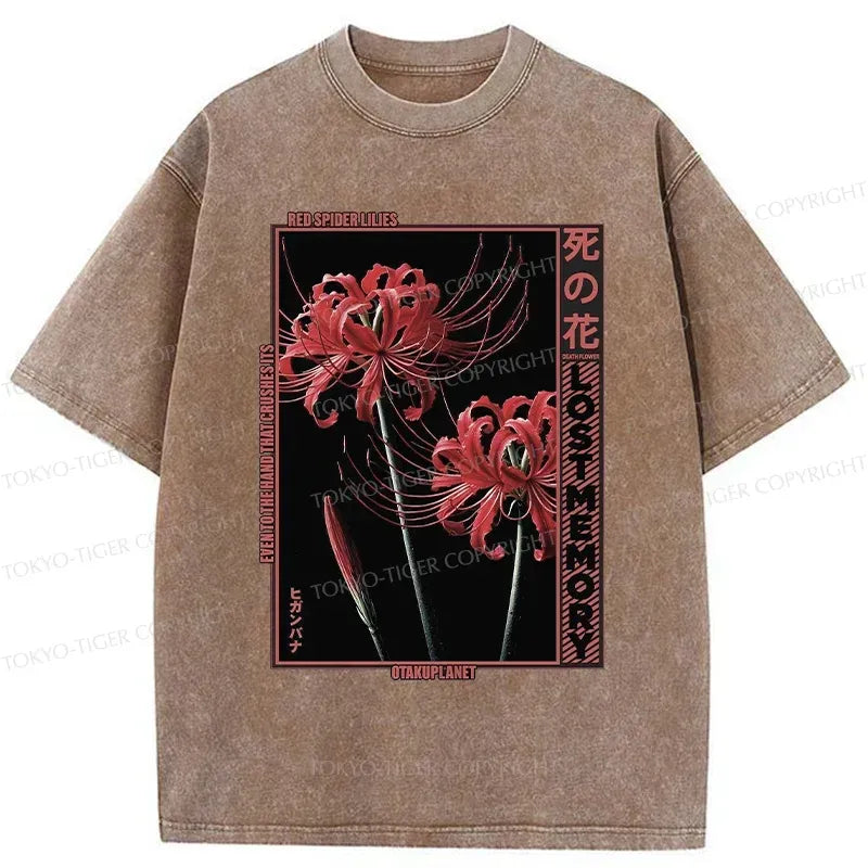 Japanese Red Spider Lily Washed T-Shirt