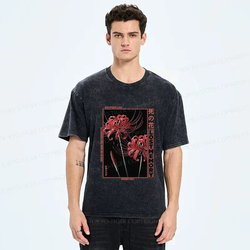Vintage Red Spider Lily T-Shirt for Everyday Wear