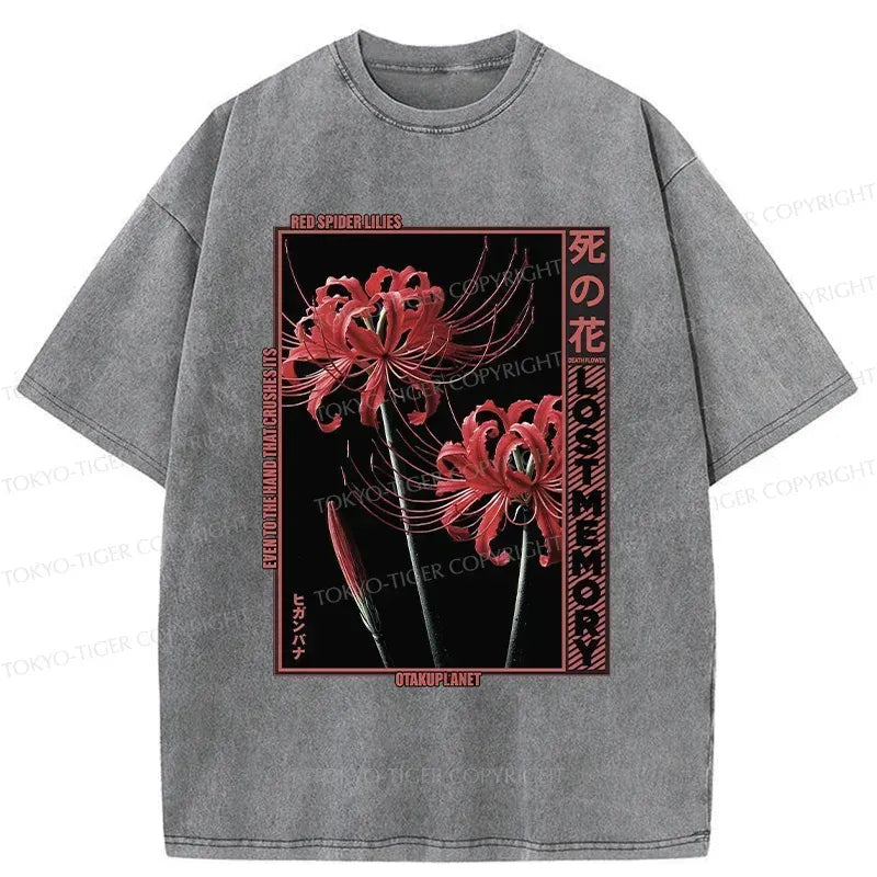 Japanese Red Spider Lily Washed T-Shirt