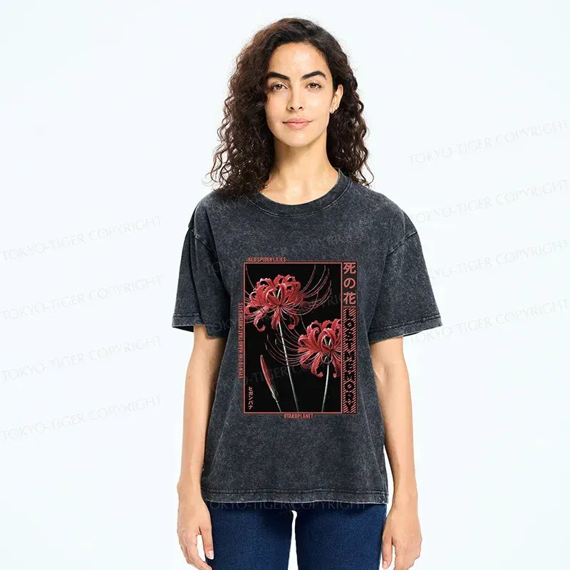 Vintage Red Spider Lily T-Shirt for Everyday Wear