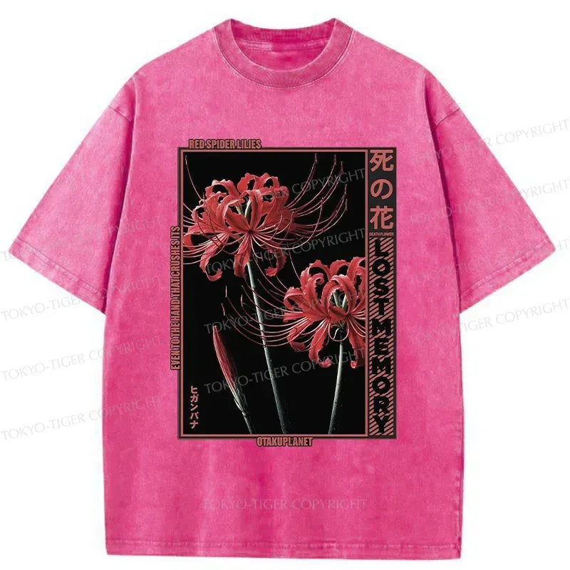 Japanese Red Spider Lily Washed T-Shirt