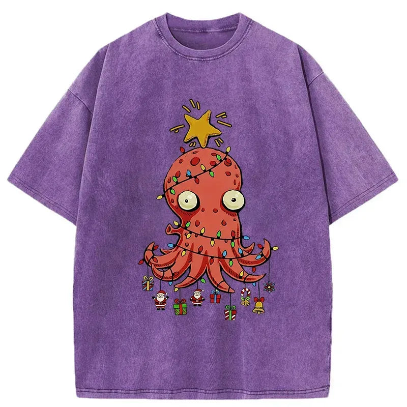 Japanese Washed Octopus T-Shirt for Daily Wear