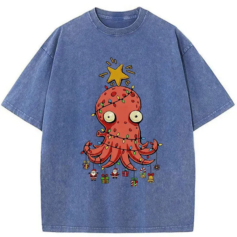 Japanese Washed Octopus T-Shirt for Daily Wear