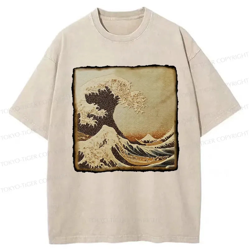 The Great Wave Coffee Beans Washed T-Shirt