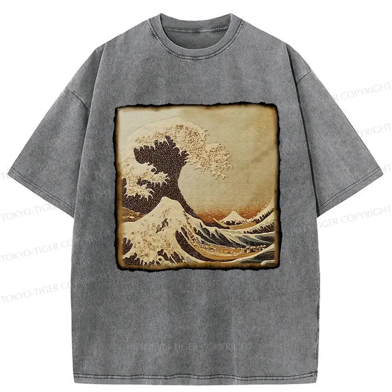 The Great Wave Coffee Beans Washed T-Shirt