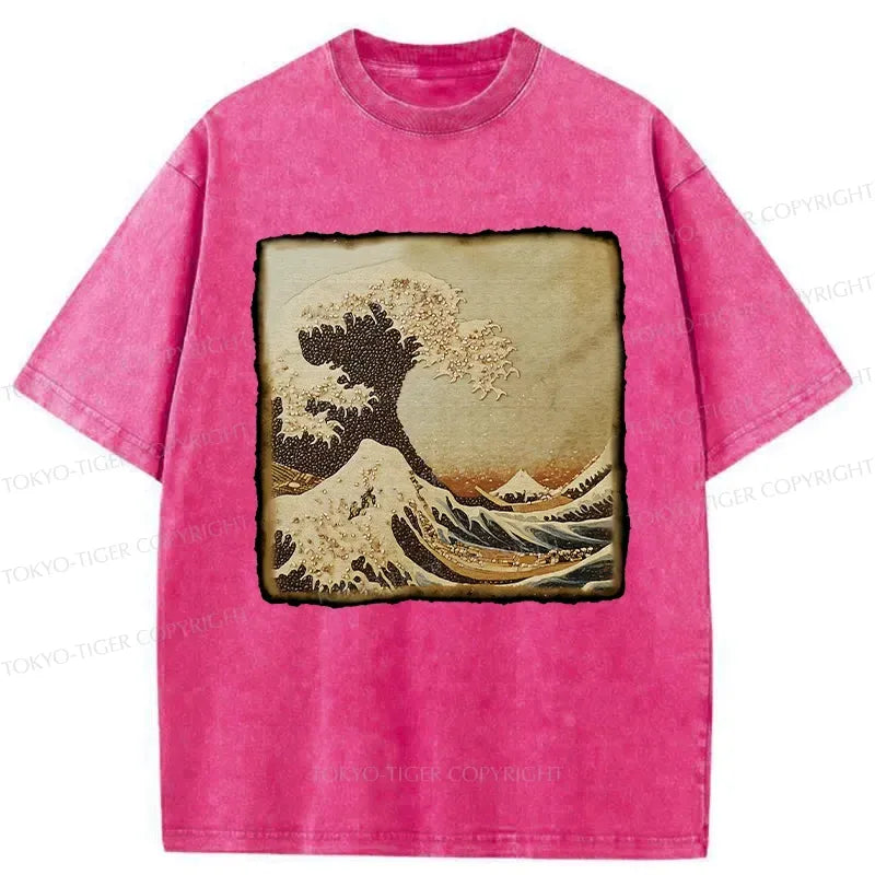 The Great Wave Coffee Beans Washed T-Shirt