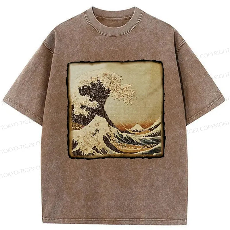 Kyoto-Lion The Great Wave Off Coffee Beans Washed T-Shirt