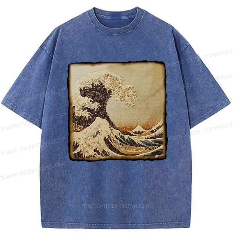 Kyoto-Lion The Great Wave Off Coffee Beans Washed T-Shirt