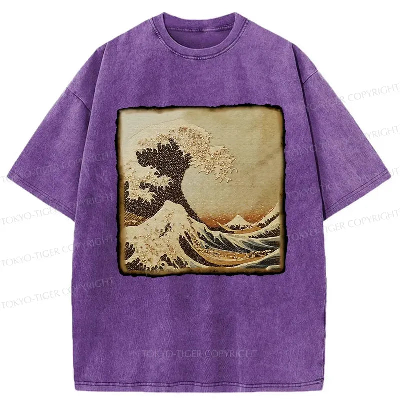 The Great Wave Coffee Beans Washed T-Shirt
