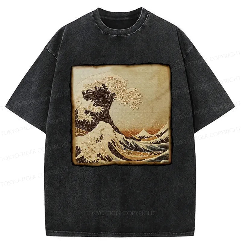 Kyoto-Lion The Great Wave Off Coffee Beans Washed T-Shirt
