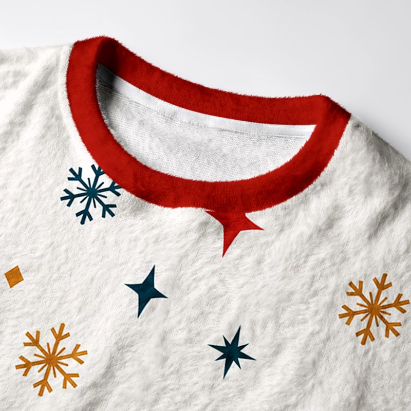 Kyoto-Lion Geometric Christmas Cute Cats Fuzzy Christmas Ugly Sweatshirt