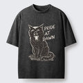 Kyoto-Lion Cool Black Cat With Pride At Dawn Washed T-Shirt