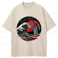 Unisex cotton t-shirt with Japanese waves