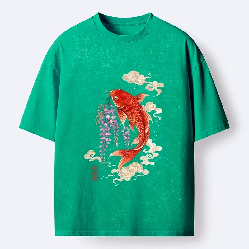 Japanese Koi Floral Graphic T-Shirt