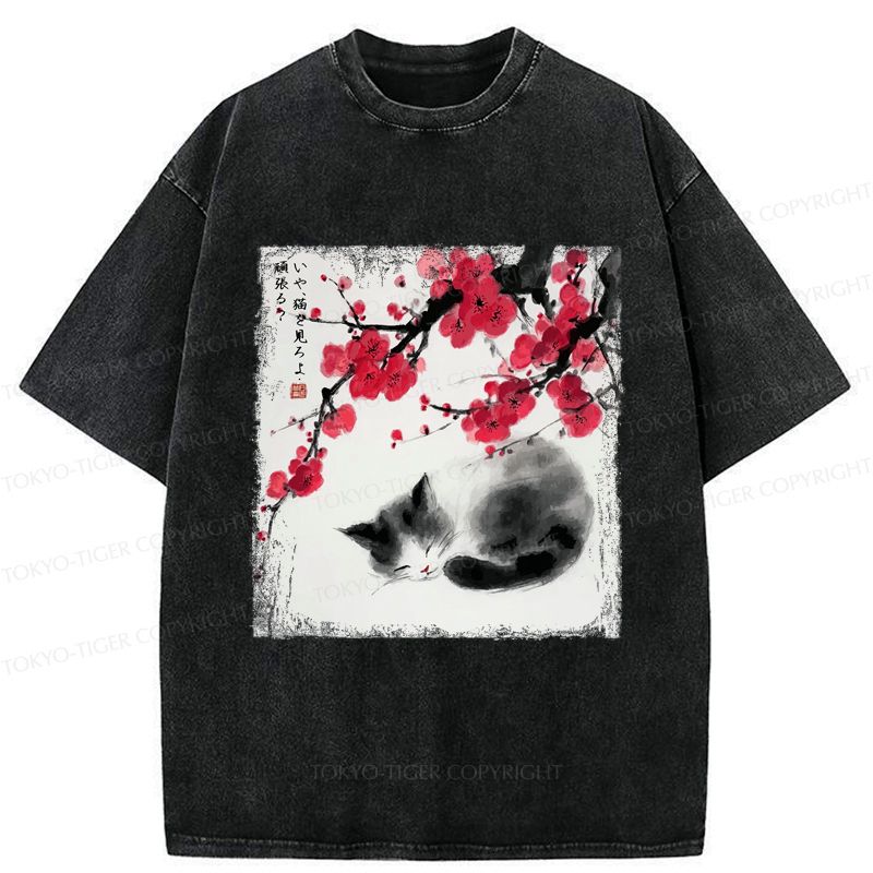 Japanese Cat Ink Wash T-Shirt