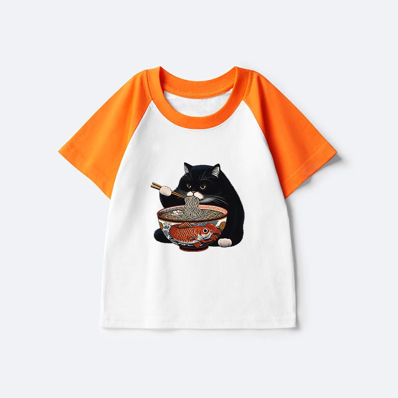 kyoto lion fat cat ramen kids t-shirt