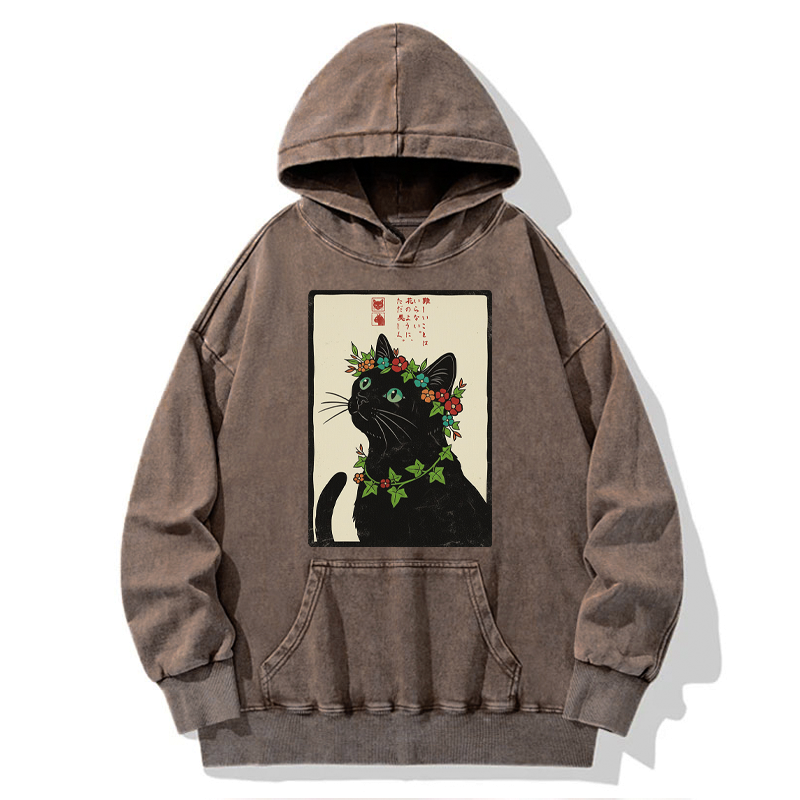 japanese cat hoodie with flower crown