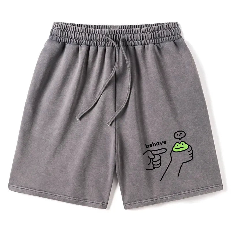Funny Frog Washed Shorts for Daily Wear