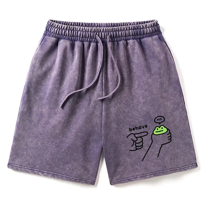Funny Frog Washed Shorts for Daily Wear