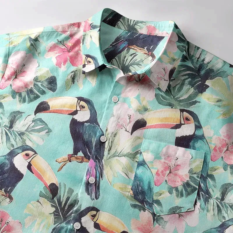 Kyoto-Lion Toucans Standing On Branch Button-up Shirt